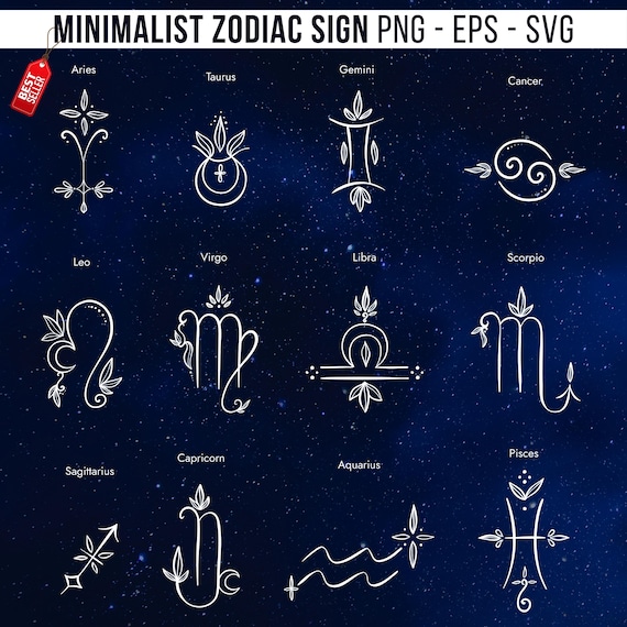 Modern Zodiac Sign SVG PNG Pack - Constellation Tattoo Design, Instant  Download for Crafts & POD