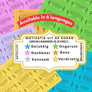 Holenderska wersja wersetów Koranu, Koranverzen in Kleur Motivatie voor Elke Stemming | Zainspiruj Koranverzen do druku
