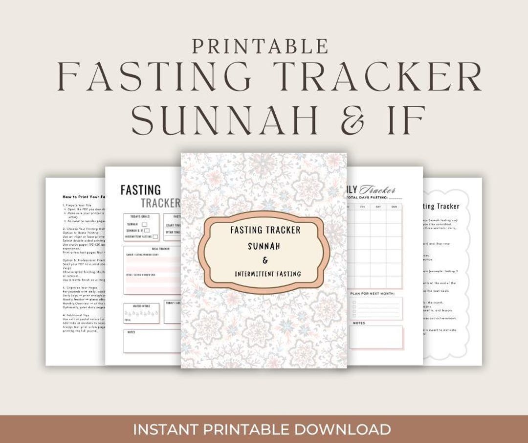 Printable Fasting Journal Tracker: Sunnah &amp; Intermittent Fasting (PDF ...