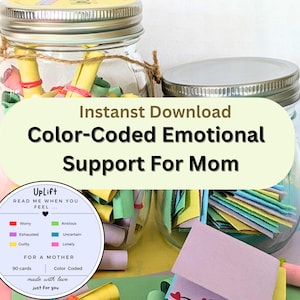 Apoyo de motivación emocional para madres / Apoyo de inspiración diaria para animar a las mamás en cualquier estado de ánimo, imprimible codificado por colores