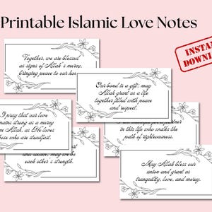 110 biglietti d'amore islamici stampabili per il marito - Regalo di matrimonio musulmano - Messaggi romantici ispirati al Corano, regalo per il marito da parte della moglie