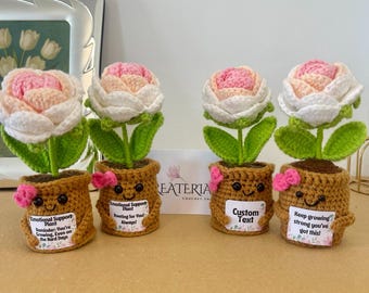 Cadeau pour un collègue de travail - cadeau de soutien émotionnel - tournesol au crochet, myosotis - cadeau de collègue de travail