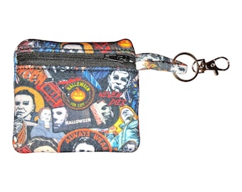 Horror Classic Movie Coin Pouch Halloween Horror Zipper Bag with Clip