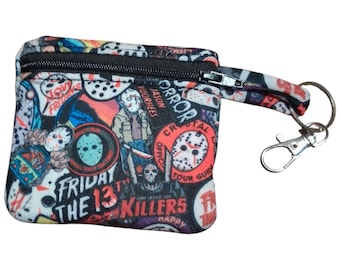 Horror Movie Coin Pouch: Halloween Horror Zipper Bag with Clip