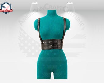 Wide Leather Belt Women, Black Leather Corset Belt, Wide Black Belt, Waist Harness Belt, Plus Size Belt, Adjustable Harness Belt with Rivets
