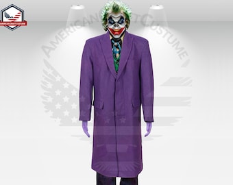 Joker Cosplay Handmade Overcoat, Heath Ledger Long Trench Coat For Men, Joker Purple Coat, Cosplay Gothic Clothing Overcoat Gift For Husband