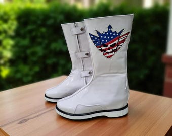 Handmade White Wrestling Boots Men Custom Pro Wrestling Shoes