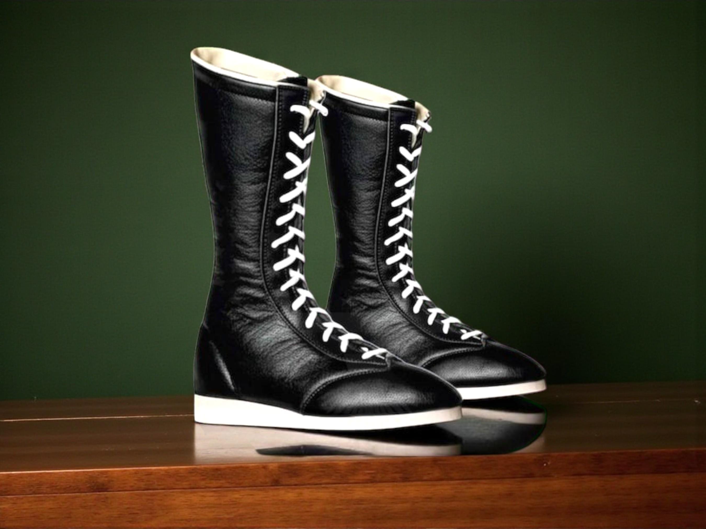 Handmade Wrestling Long Boots, Men Pro Wrestling Shoes, Leather Wrestling Shoes, Professional Wrestling Boots, Custom Wrestling Lace Up Boot