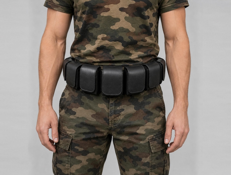 Tactical Cosplay Waist Belt Pouches | Superhero Combat Gear | Handmade Leather Ammo Belt | Custom Fit Men
