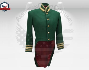 Men's Historical Tailcoat Costume | 18th Century Colonial Uniform | Victorian Regency Outfit | Medieval Military Jacket for Men Gift For Him
