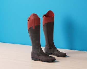Handmade Leather Cavalier Boots | Medieval Riding | 18th Century French Officer Style Black And Women