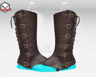 Funda de cuero para botas inspirada en Boba Fett, funda para botas Bo-Katan Kryze, funda para botas mandalorianas, funda para zapatos de disfraz de Halloween, polainas de cuero marrón para botas