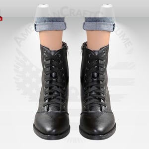 Echte lederen gevechtslaarzen, Veterschoenen met rits, Dames Militaire Laarzen, Zwarte Leren Herfstschoenen, Dikke Plateaulaarzen, Dameslaarzen