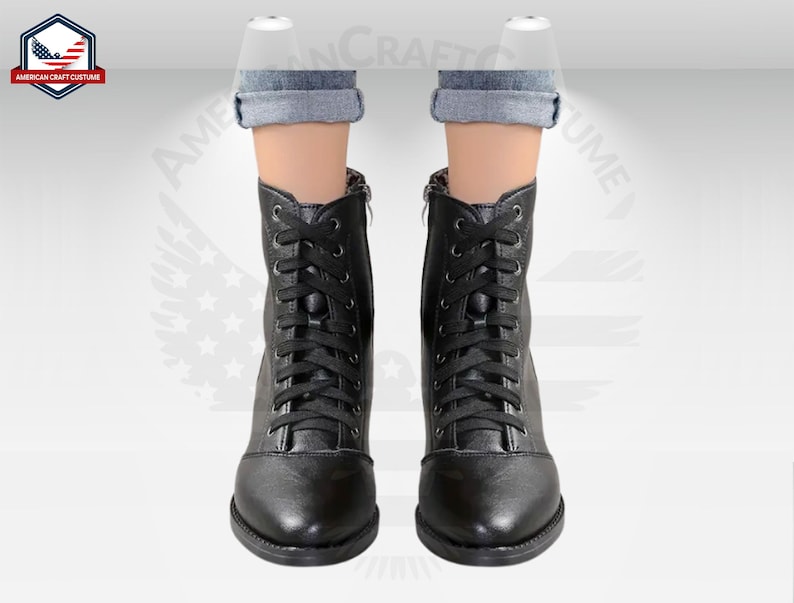 Genuine Leather Combat Boots, Lace Up Zipper Boots, Women Military Boots, Black Boots Woman, Leather Black Fall Shoes, Platform Chunky Boots