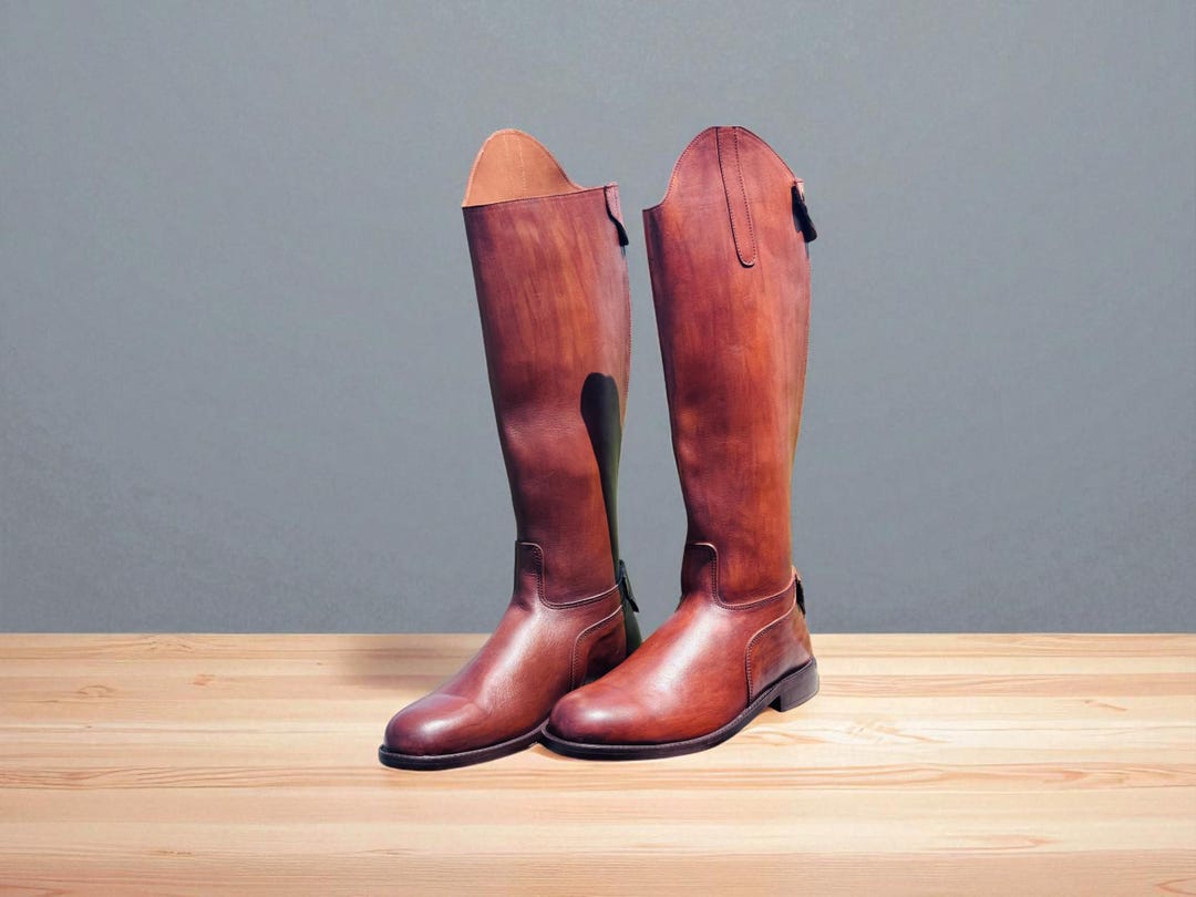Handmade Brown Leather Horse Riding Boots for Men | Tall Riding ...