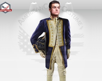 Men's Historical Tailcoat Costume | 18th Century Colonial Uniform | Victorian Regency Outfit | Medieval Military Jacket for Men Gift For Him