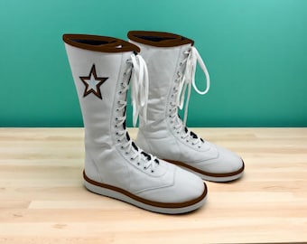 Men Pro Wrestling Shoes, Custom Wrestling Long Boots, Handmade Leather Wrestling Shoes, Professional Wrestling Boots,  Pro Wrestling Gear