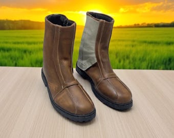 The Mandalorian Custom Mando Stiefel, Mandalorian Boots, Braune Cosplay Stiefel aus Distressed Leder, Star Wars Mando Schuhe, Cosplay Schuhe aus Leder
