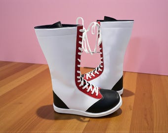 Handmade Wrestling Long Boots, Men Pro Wrestling Shoes, Leather Wrestling Shoes, Professional Wrestling Boots, Custom Wrestling Lace Up Boot