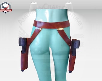Cinturón de cosplay de Sabine Wren / Funda de cuero de Star Wars / Cinturón de pistola Blaster de Mandalorian / Cinturón de cosplay de armadura Bo Katan de vaquera occidental