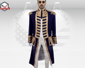 18th Century Colonial Military Uniform for Men | Regency Tailcoat Costume | Medieval Victorian Outfit | Historical Period Jacket