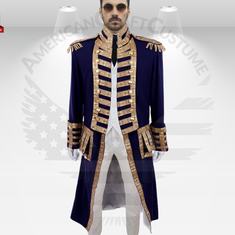 18th Century Colonial Military Uniform Tailcoat Medieval Victorian Mens Regency Clothing main image 0