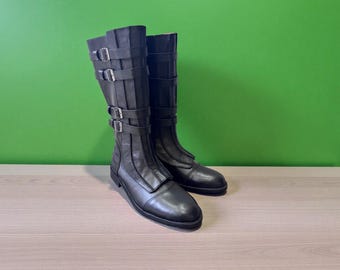 Star Wars Anakin Skywalker-cosplaylaarzen voor heren | Handgemaakte vintage zwarte leren Jedi-kostuumschoenen | Lange replicalaarzen Halloween-cadeaus