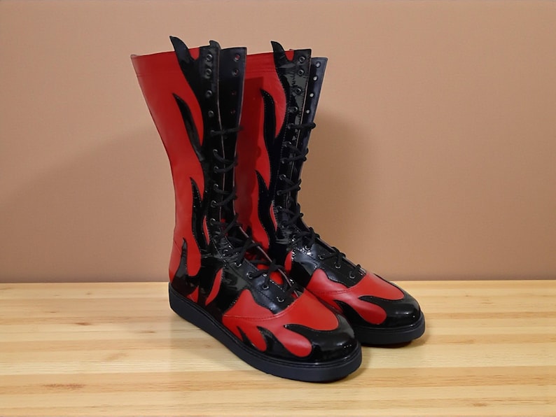 Handmade Wrestling Long Boots, Men Pro Wrestling Shoes, Leather Wrestling Shoes, Professional Wrestling Boots, Custom Wrestling Lace Up Boot