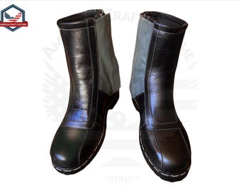 Mandalorian Custom Mando Boots | Black Jedi Boots | Star Wars Mandalorian Costume Shoes | Leather Cosplay Shoes | Handmade Zipper Mando Boot