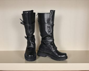Star Wars Anakin Skywalker-cosplaylaarzen voor heren | Handgemaakte zwarte leren Jedi-kostuumschoenen | Hoge replicalaarzen voor cosplay en halloween