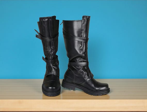 Handmade Medieval Steampunk Cosplay Long Black Boots Men and  display picture 1