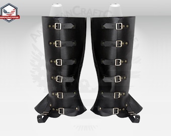 Funda de cuero para botas inspirada en Boba Fett, funda para botas Bo-Katan Kryze, funda para botas mandalorianas, funda para zapatos de disfraz de Halloween, polainas de cuero marrón para botas