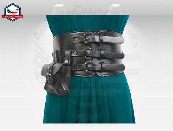 Black Vintage Wide Waist Leather Harness Corset Statement Belt Amazon.com: TeeYee Black Underbust Corset Leather Harness  main image 4