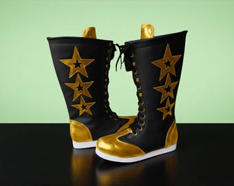 Handmade Wrestling Long Boots, Men Pro Wrestling Shoes, Leather Wrestling Shoes, Professional Wrestling Boots, Custom Wrestling Lace Up Boot