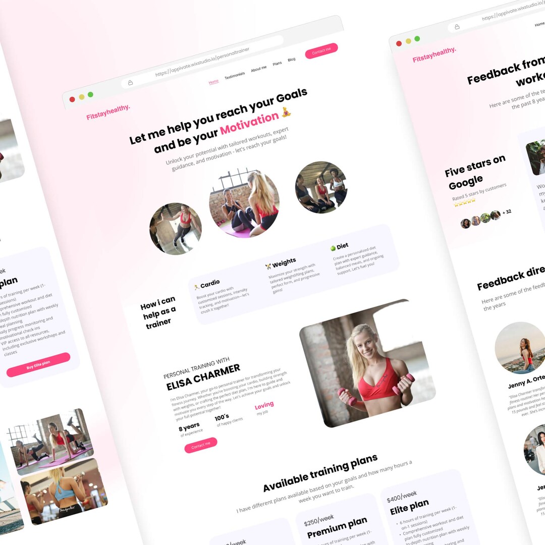 Personal Trainer Website Template Fully Customizable Wix Design for