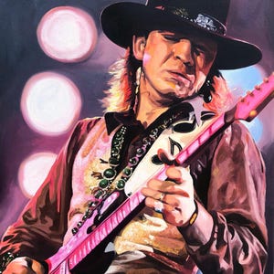 Stretched Canvas PRINT of Stevie Ray Vaughan Artwork