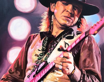 Stretched Canvas PRINT of Stevie Ray Vaughan Artwork