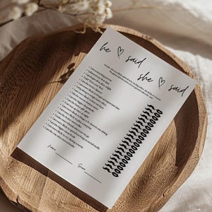 He Said She Said | Bridal Shower Games | Guess Who Said It | He Said She Said Game Card |Wedding Game | Editable Template | Instant Download
