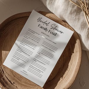 Bridal Shower Family Feud Game, Fun Bridal Shower Games, Minimalist Printable Bachelorette Game, Wedding Trivia Game, Instant Download
