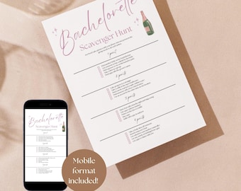 Bachelorette Scavenger Hunt Template: Party Games (Digital Download)