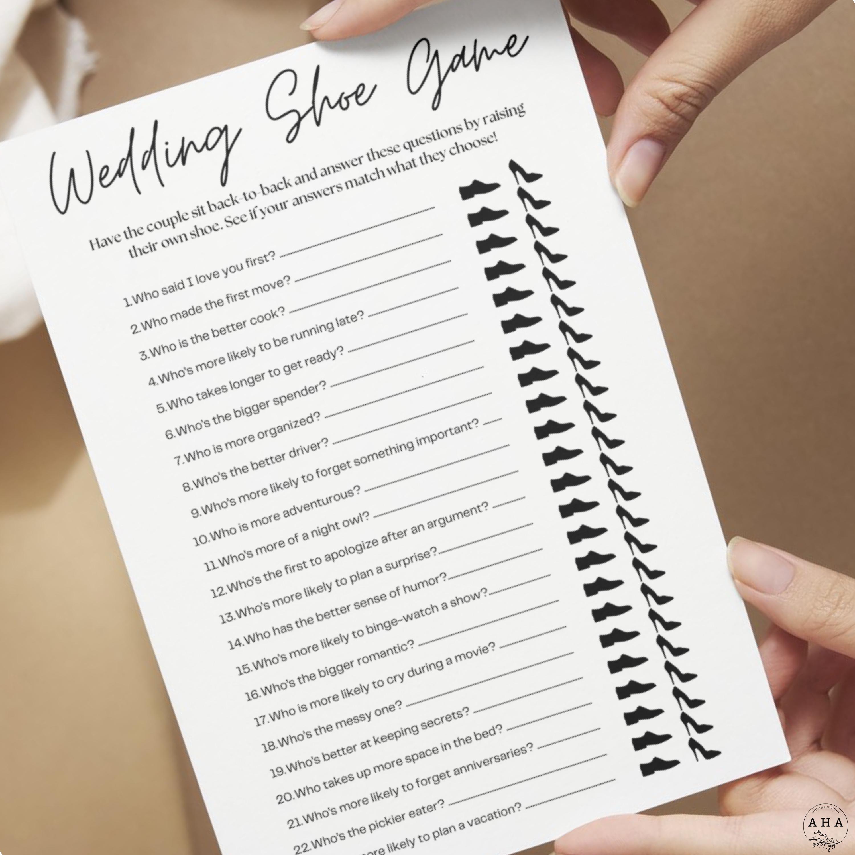 Shoe Game Template Weddings, Couples Shower Games, Bridal Shower Games, Engagement Party Games, Wedding Shower Celebration Games, Party Game