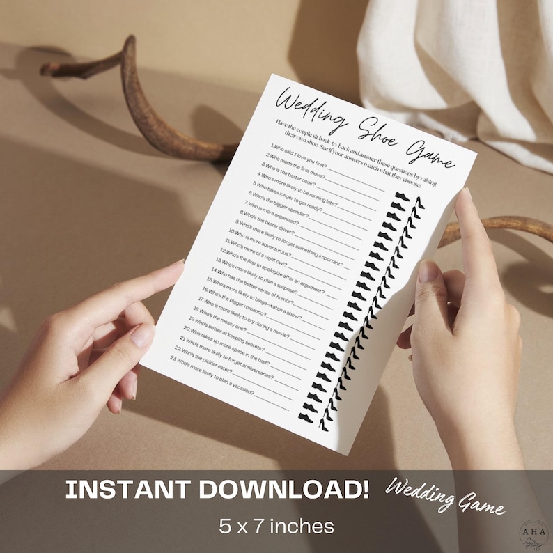 Shoe Game Template Weddings, Couples Shower Games, Bridal Shower Games