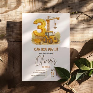 Construction Birthday Invitation: Truck Theme, Editable Template (Digital Download)