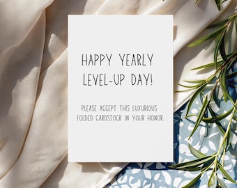 Funny Birthday Card Digital Download | Happy LevelUp Day | Minimalist Printable Birthday Card for Friends, Family & Coworker | Instant Canva