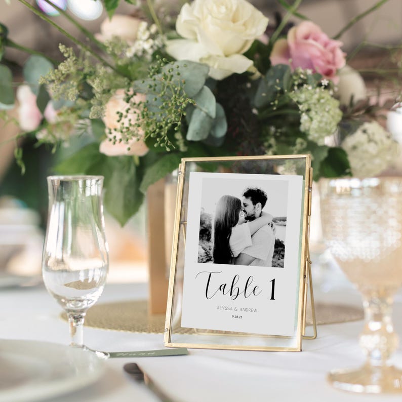 Editable Photo Wedding Table Numbers Template (digital Download) - Etsy