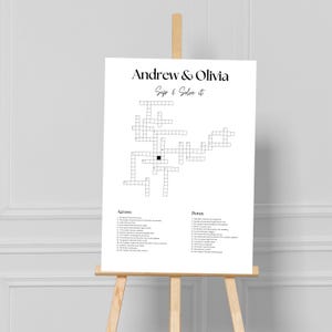 Custom Wedding Crossword Puzzle Template, Personalized Bridal Shower Sip and Solve Crossword, Giant Wedding Puzzle, Large Crossword Design