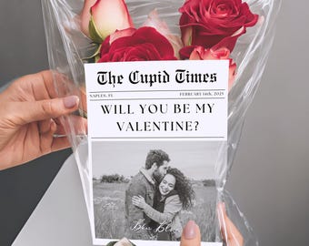 Custom Valentine's Day Newspaper Template: DIY Gift (Canva Digital Download)