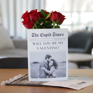 Modello di giornale di San Valentino Canva Modello di giornale di San Valentino Regalo di San Valentino Vuoi essere il mio Valentino Cupido Giornale di San Valentino