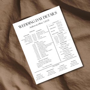 Day of Wedding Timeline Schedule Editable Wedding Day Template Wedding Party Timeline Bridal Party Schedule Download Wedding Day Timeline