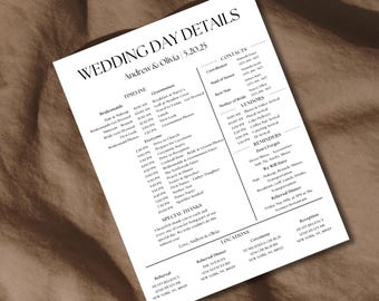 Editable Wedding Day Timeline Template: Canva Bridal Schedule (Digital Download)